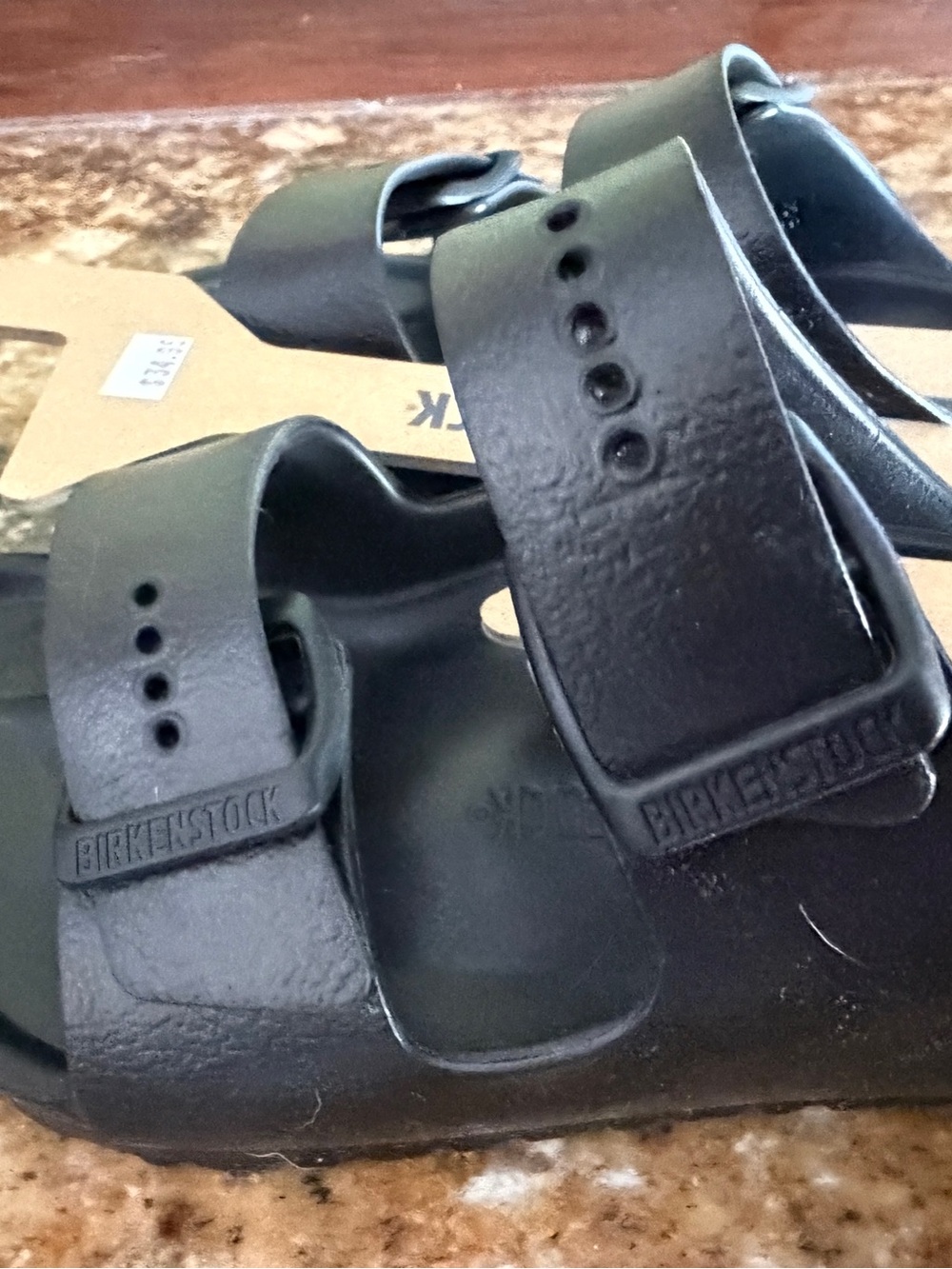 Size 33 Birkenstock kids  Black Arizona EVA Dual-Strap Sandals - Picture 3 of 10